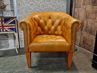 Fauteuil chesterfield, club chair, oranje - afbeelding 1 van  7