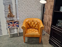 Fauteuil chesterfield, club chair, oranje - afbeelding 4 van  7