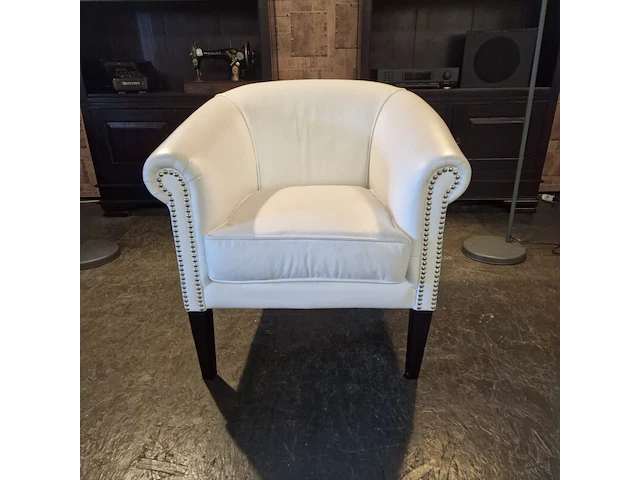 Fauteuil chesterfield, club chair, wit - afbeelding 1 van  4