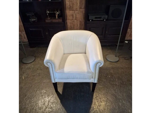 Fauteuil chesterfield, club chair, wit - afbeelding 2 van  4