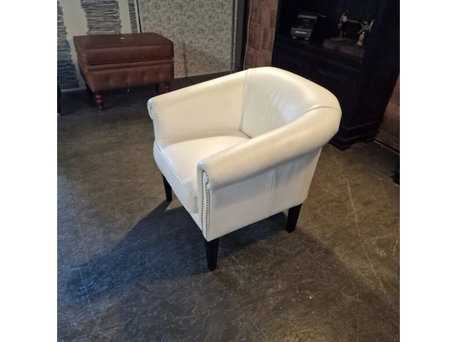 Fauteuil chesterfield, club chair, wit - afbeelding 3 van  4