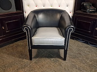 Fauteuil chesterfield , club chair, zwart, zilver