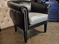Fauteuil chesterfield , club chair, zwart, zilver - afbeelding 2 van  5