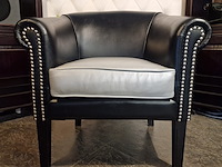 Fauteuil chesterfield , club chair, zwart, zilver - afbeelding 4 van  5
