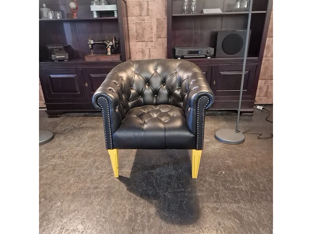 Fauteuil chesterfield, club chair, zwart - afbeelding 1 van  5