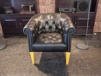 Fauteuil chesterfield, club chair, zwart - afbeelding 1 van  5
