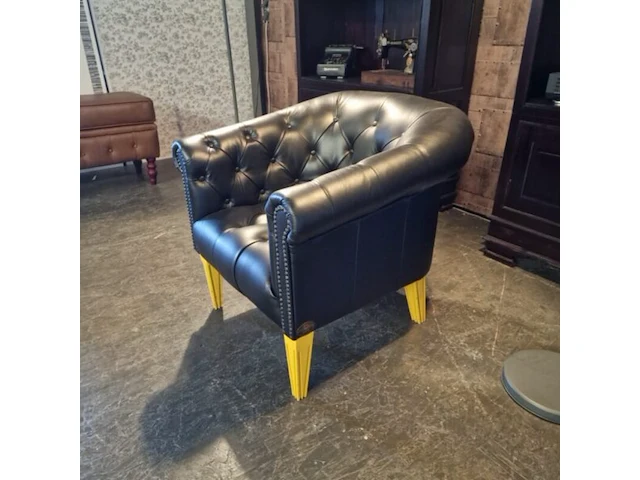 Fauteuil chesterfield, club chair, zwart - afbeelding 2 van  5