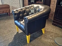 Fauteuil chesterfield, club chair, zwart - afbeelding 2 van  5