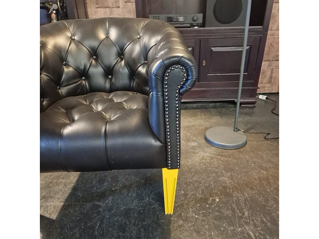 Fauteuil chesterfield, club chair, zwart - afbeelding 4 van  5