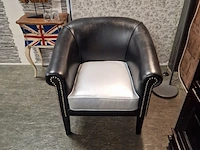 Fauteuil chesterfield, club chair, zwart/zilver - afbeelding 3 van  6