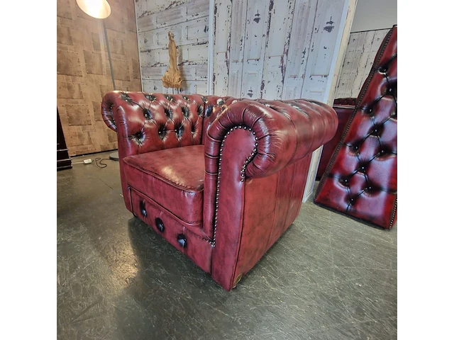 Fauteuil chesterfield, cresswell, rood - afbeelding 3 van  5