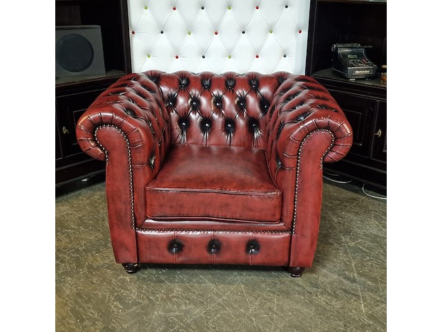 Fauteuil chesterfield, cresswell, rood - afbeelding 2 van  6