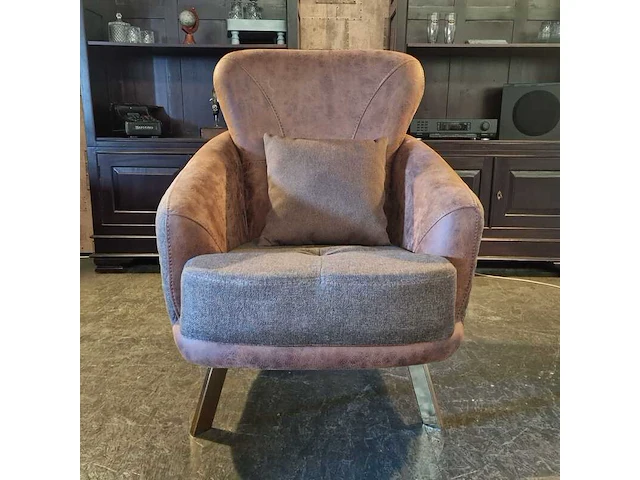 Fauteuil chesterfield, dareton, bruin - afbeelding 1 van  2