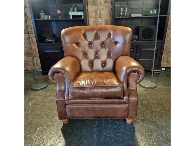 Fauteuil chesterfield, derby, bruin - afbeelding 1 van  7