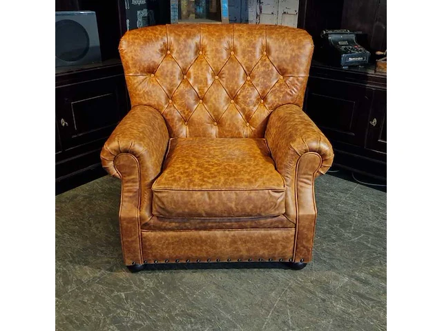 Fauteuil chesterfield, derby, bruin - afbeelding 1 van  6