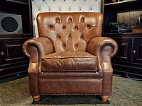 Fauteuil chesterfield, derby, bruin
