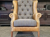 Fauteuil chesterfield, harris tweed , bruin - afbeelding 1 van  6
