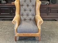 Fauteuil chesterfield, harris tweed , bruin - afbeelding 2 van  6