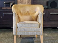 Fauteuil chesterfield, harris tweed elder, bruin - afbeelding 1 van  2