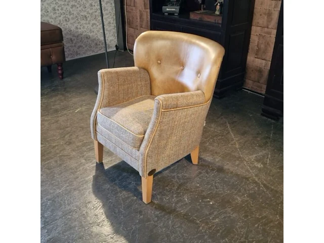 Fauteuil chesterfield, harris tweed elder, bruin - afbeelding 2 van  2