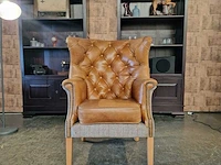Fauteuil chesterfield, harris tweed wallflower , bruin - afbeelding 1 van  3