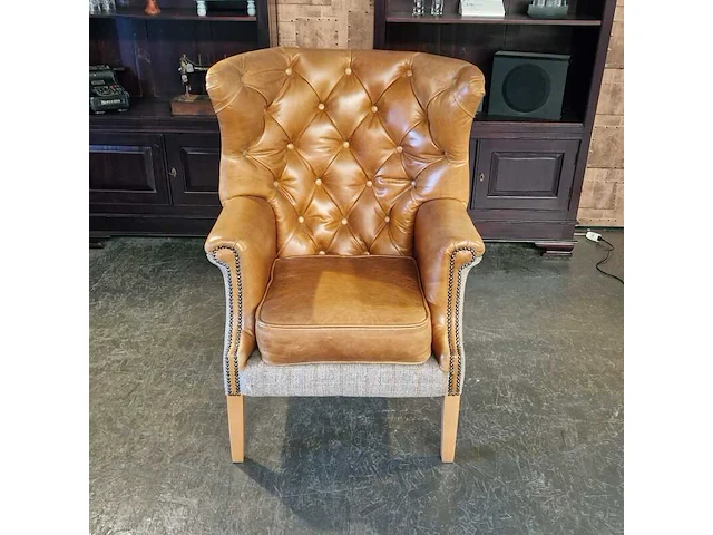 Fauteuil chesterfield, harris tweed wallflower , bruin - afbeelding 3 van  3