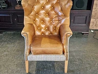 Fauteuil chesterfield, harris tweed wallflower , bruin - afbeelding 3 van  3