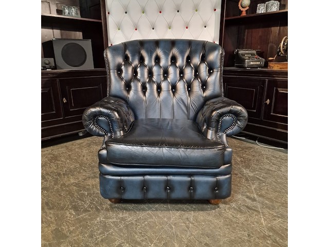 Fauteuil chesterfield, james, blauw - afbeelding 1 van  4
