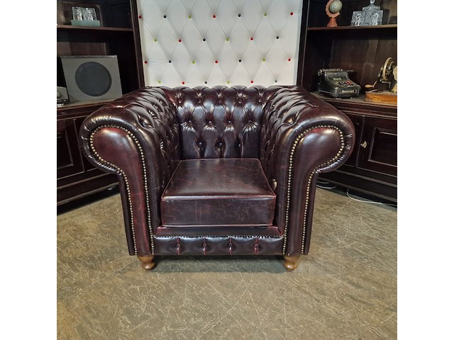 Fauteuil chesterfield, nal, rood - afbeelding 1 van  6