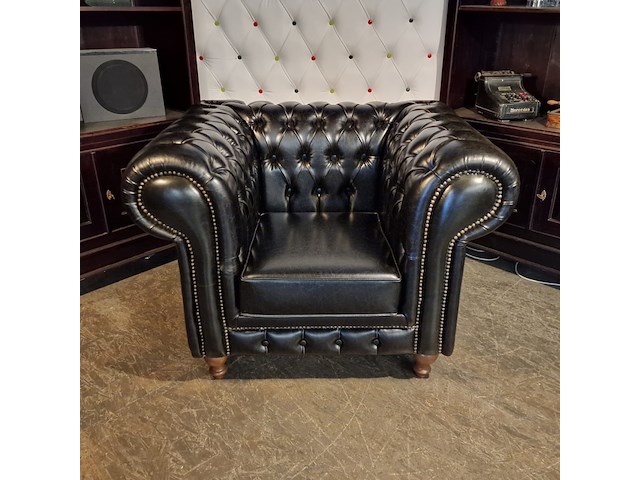 Fauteuil chesterfield, nal, zwart - afbeelding 2 van  5