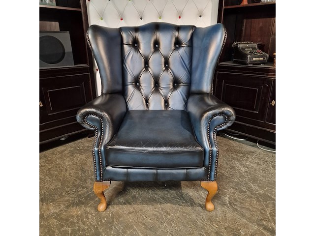Fauteuil chesterfield, plainwing, blauw - afbeelding 1 van  4