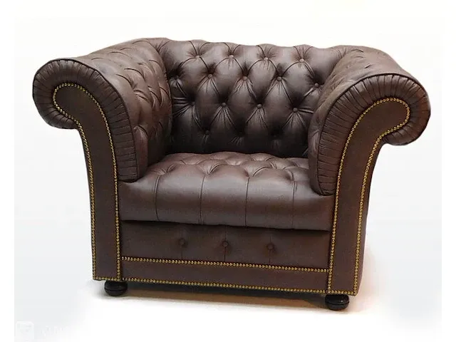 Fauteuil chesterfield, winchester, vintage bruin - afbeelding 1 van  2