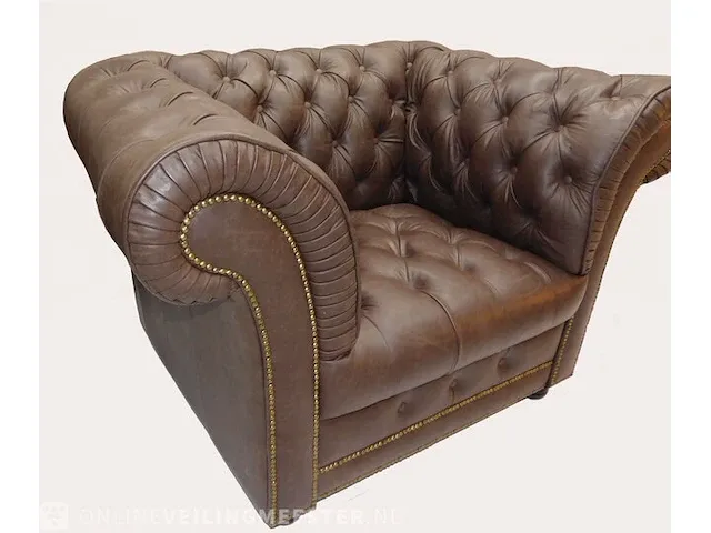 Fauteuil chesterfield, winchester, vintage bruin - afbeelding 2 van  2