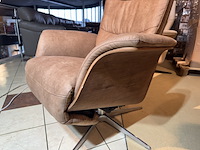 Fauteuil, cognac microvezelstof, manueel verstelbaar, chromen onderstel - afbeelding 2 van  4