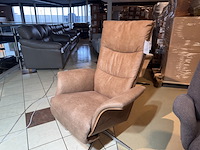 Fauteuil, cognac microvezelstof, manueel verstelbaar, chromen onderstel - afbeelding 4 van  4