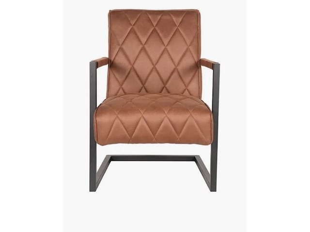 Fauteuil, cognac microvezelstof, zwart metalen onderstel - afbeelding 3 van  6