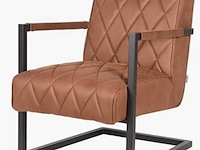 Fauteuil, cognac microvezelstof, zwart metalen onderstel - afbeelding 1 van  6