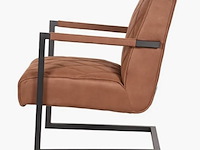 Fauteuil, cognac microvezelstof, zwart metalen onderstel - afbeelding 2 van  6