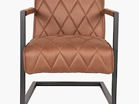 Fauteuil, cognac microvezelstof, zwart metalen onderstel - afbeelding 3 van  6