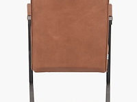 Fauteuil, cognac microvezelstof, zwart metalen onderstel - afbeelding 4 van  6