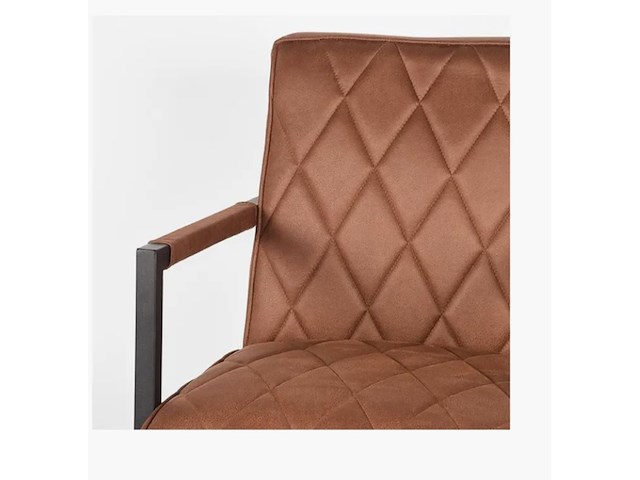 Fauteuil, cognac microvezelstof, zwart metalen onderstel - afbeelding 5 van  6