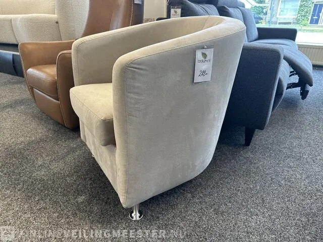 Fauteuil hjort knudsen, licht grijs - cognac - afbeelding 1 van  4