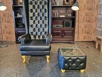 Fauteuil + salontafel set chesterfield, giraffe/caleb, zwart - afbeelding 1 van  3