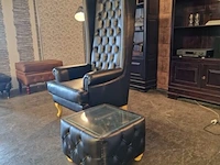 Fauteuil + salontafel set chesterfield, giraffe/caleb, zwart - afbeelding 2 van  3