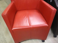 Fauteuils op wielen - rood en zwart (skai) leder gestoffeerd - 6 stuks - afbeelding 2 van  8