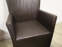 Fauteuils op wielen - rood en zwart (skai) leder gestoffeerd - 6 stuks - afbeelding 3 van  8