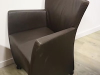 Fauteuils op wielen - rood en zwart (skai) leder gestoffeerd - 6 stuks - afbeelding 4 van  8