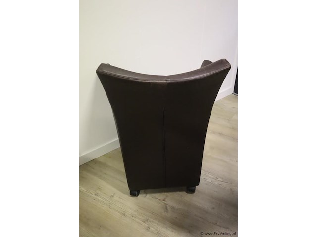 Fauteuils op wielen - rood en zwart (skai) leder gestoffeerd - 6 stuks - afbeelding 5 van  8