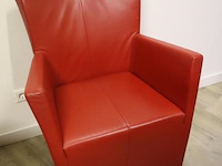 Fauteuils op wielen - rood en zwart (skai) leder gestoffeerd - 6 stuks - afbeelding 6 van  8