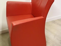 Fauteuils op wielen - rood en zwart (skai) leder gestoffeerd - 6 stuks - afbeelding 7 van  8